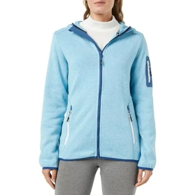 Abbildung von CMP Damen Knit Tech Jacke mit fester Kapuze, Himmelblaues Staubblau, D36