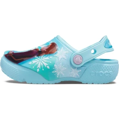 Abbildung von Crocs Disney Frozen II Pantolette flach für Kinder, Größe: 34/35, Ice blue Kunststoff