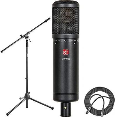 Abbildung von sE Electronics SE2200 Großmembran Nieren Kondensatormikrofon mit Shockmount &amp; Filter + Pop Euro Boom Mikrofon XLR Mikrofonkabel