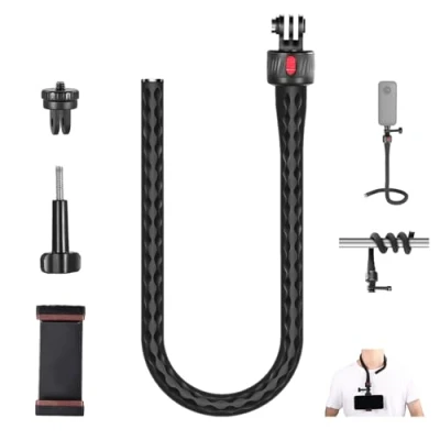 Abbildung von NEEWER Magnetische Flexible Telefonhalterung Klemme Schnellverschluss Kamerahalterung Handyhalterung Hals kompatibel mit GoPro Insta360 DJI Action 4 iPhone, Stand Selfie Stick für Einkaufswagen, GP 17