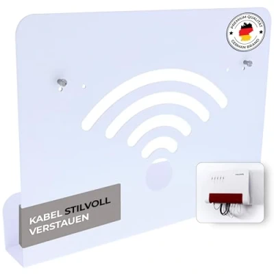 Abbildung von foto kontor Wandhalterung kompatibel mit AVM FRITZBox Modem Router Kabelmanagement 7590 AX 6660 Cable 7530 5530 8850 6850 6890 7490 weiß
