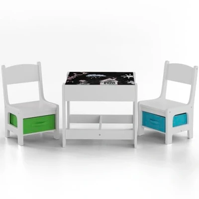 Abbildung von Baby Vivo Kindersitzgruppe multifunktionaler Tisch 2 Stühle aus Holz Max