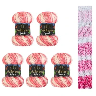 Abbildung von 5 x 100g Wollbiene Splash Batik 500 Gramm mit Farbverlauf Antipilling mehrfarbig Multicolor Strickwolle Häkelwolle Wolle Ganzjahreswolle (7060)