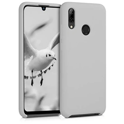 Abbildung von kwmobile Hülle kompatibel mit Huawei P Smart (2019) Silikon Handy Case Handyhülle weiche Oberfläche kabelloses Laden Hellgrau matt