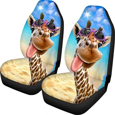 Abbildung von Woisttop Auto Vordersitzbezug Sonnenbrille Giraffe, 2 Stück, universaler Sitzschutz für LKW, Autos, Vans