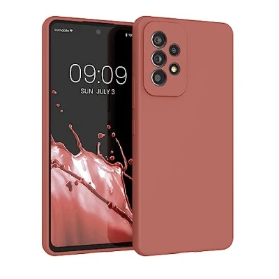 Abbildung von kwmobile Hülle kompatibel mit Samsung Galaxy A53 5G Silikon Handy Case Handyhülle weiche Oberfläche kabelloses Laden Winter Rose