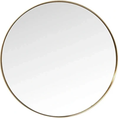 Abbildung von Kare Design Spiegel Curve MO Brass Gold Ø100, Wandspiegel, dünner Rahmen, Modern, leichte Wandmontage, Dekospiegel, Spiegel, runder 100x100x5cm