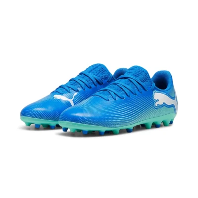 Abbildung von Puma Future 7 PLAY MG JR Unisex Fußballschuh Nocken für Kinder, Größe: 36, Hyperlink blue/mint/white Schuhe