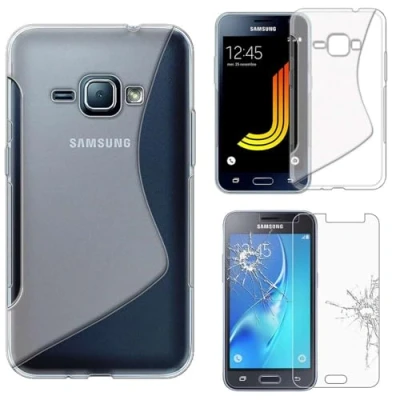 Abbildung von ebestStar kompatibel mit Samsung Galaxy J1 2016 Hülle 4G SM J120F TPU S line Style Silikongel Handyhülle, Schutzhülle Case Cover, Transparent + Panzer Schutz Glas