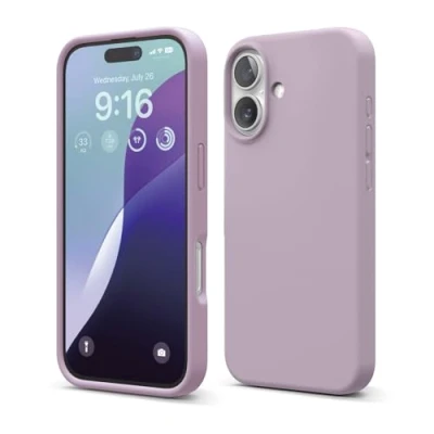 Abbildung von elago Premium Liquid Silikon Hülle Kompatibel mit iPhone 16 Hülle, Ganzkörper Handyhülle, Stoßfest, Schlanke Kratzfester weicher Mikrofaser Innenfutter, 6.1 Zoll (Sanftes Lila)
