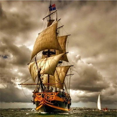 Abbildung von Yingxin34 Jigsaw Puzzle 1000 Teile, Vintage Segelschiff auf dem Meer Stück Puzzles für Erwachsene Kinder Freunde, Intellektuelles Psychedelisches Kartenspiel 26X38cm（10.23 * 14.96inch）