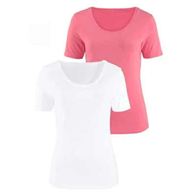 Abbildung von Lascana 2erPack Tshirt basic, Damen, Größe: 32/34, Apricot/weiß
