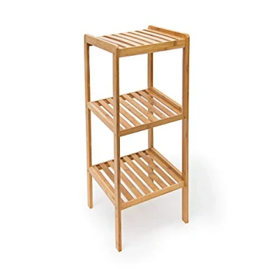 Abbildung von Relaxdays Badregal Bambus mit 3 Ablagen HBT: 79 x 33 cm Schickes Standregal aus natürlichem Holz Bambusregal als Küchenregal oder Holzregal zur Aufbewahrung und Lagerung im Badezimmer, natur