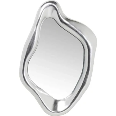 Abbildung von Kare Design Spiegel Hologram Silber, Wandspiegel, silbener Rahmen, leichte Wandmontage, Dekospiegel, Spiegel, asymmetrischer (H/B/T) 119x76x9cm