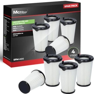 Abbildung von McFilter HEPA Filter 4x geeignet für AEG CX7 2 QX8 ERGORAPIDO, Electrolux, Juno Zanker Zanussi 9001683755, passgenau, wie AEF150