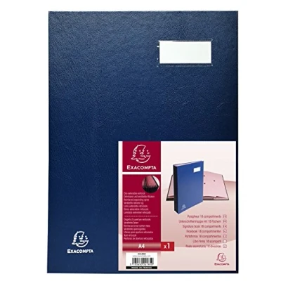 Abbildung von Exacompta 24185E Unterschriftsmappe 24x32 cm dehnbarer Faltenrücken 18 Fächer 1 Stück blau