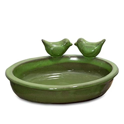 Abbildung von Antikas Vogeltränke, Vogelbad Oval Grün, Wasserschale als Vogelbecken