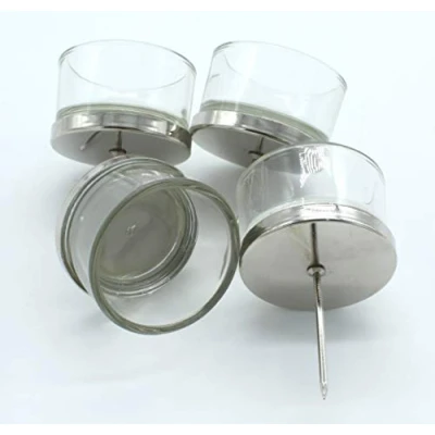 Abbildung von DARO DEKO Teelichthalter Stecker 4 Stück aus Glas und Metall in Silber