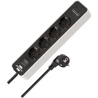 Abbildung von Brennenstuhl Ecolor Steckdosenleiste 4 Fach mit USB Ladebuchse (Mehrfachsteckdose 2X C, Schalter und 1,5m Kabel) weiß/schwarz