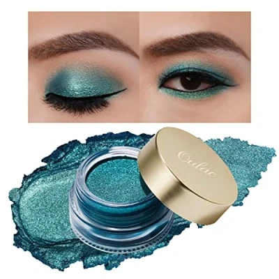 Abbildung von Oulac Glitzer Lidschatten Grün Hochpigmentierter Creme Wasserfest &amp; Langlebig Metallisch schimmernde Finish Verblendbar Faltenfreies Augen MakeupVegan 06g (14)