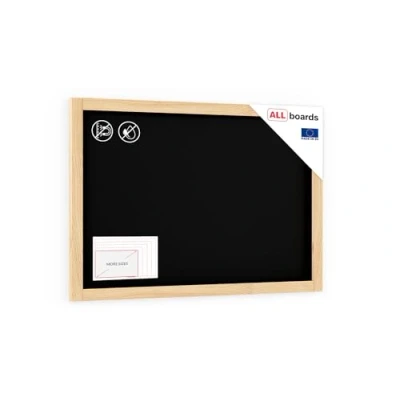 Abbildung von ALLboards Kreidetafel mit naturlackierten Holzrahmen 90x60cm, schwarz, Schreibtafel, Kreide, Schreibtafel zum Aufhängen, wand, Tafel gastronomie, Wand Holz