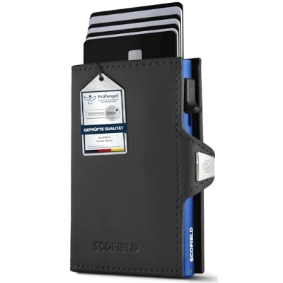 Abbildung von SF SCOFIELD Duality Classic Premium Slim Wallet mit Münzfach Kartenetui für 9 10 Karten Geldbeutel Herren Portemonnaie RFID Schutz Kreditkartenetui Smart
