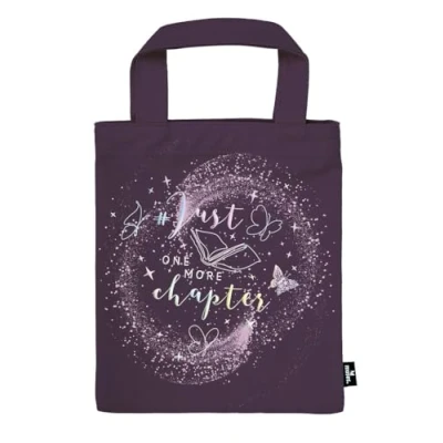 Abbildung von moses. Just One More Cheapter Büchertasche Lovestory Bücher Stofftasche, Geschenkverpackung aus 100% Baumwolle, wiederverwendbar, umweltfreundliche Buchhülle im Romantasy Look mit Holografie Effekt