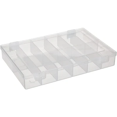 Abbildung von hünersdorff Sortimentskasten PP Classic mit 12 Fächern stabile Sortierbox für Schrauben und andere Kleinteile feste Facheinteilung 22,5 x 33,5 5,5 cm, transparent