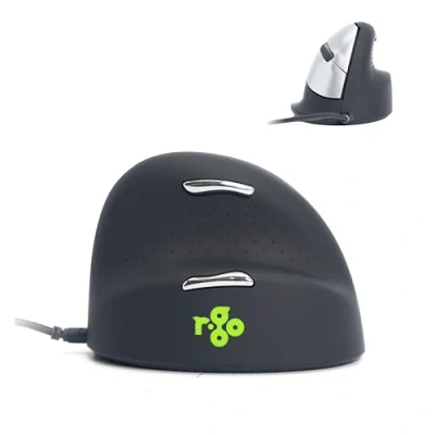 Abbildung von R Go HE Ergonomische Maus mit Kabel, Vertikale Ergo Break Software, Stilles Klicken, (USB C Kabelkabelgebunden+USB A Konverter), 5 Tasten, 2400DPI, Kompatibel Windows/MacOS/Linux (RGOHE)