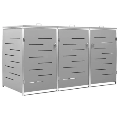 Abbildung von vidaXL Mülltonnenbox für 3 Tonnen 207x77,5x115 cm Edelstahl