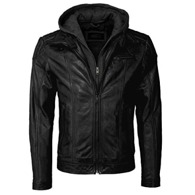Abbildung von JCC MIT Kapuze Lederjacke, Herren, Größe: 48, Black