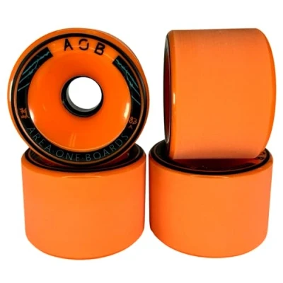 Abbildung von AOB Premium Longboard/Cruiser 2K Rollen Wheels (4 Stck.) Set Rundlauf kalibriert aufgeraut geschliffen (Orange 74x52mm 83A)
