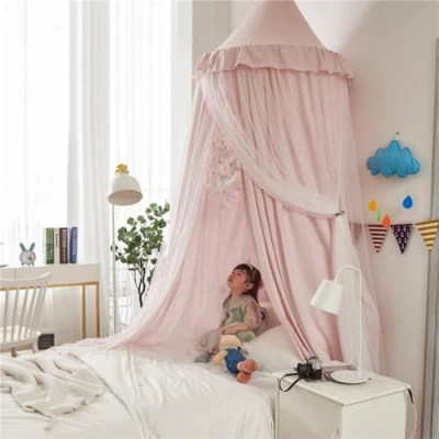 Abbildung von Betthimmel Babybett Baldachin Kinderzimmer, Kinderbett Moskitonetz Kinder Prinzessin Spielzelte, Mädchen &amp; Jungen zum Schlafen, Spielen als Mosquitonetz (Hellrosa)