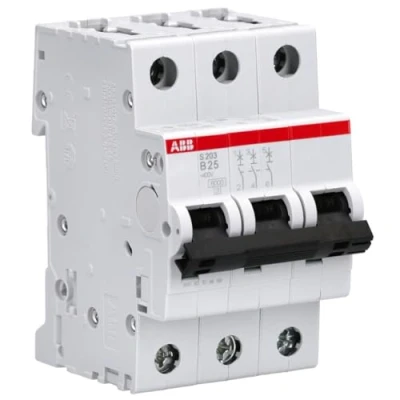 Abbildung von ABB S200 MCB Leitungsschutzschalter Typ B, 3 polig 25A 400V, Abschaltvermögen 6 kA System Pro M Compact