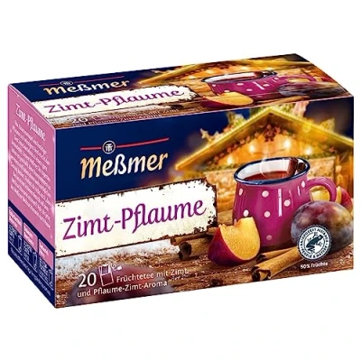 Abbildung von Meßmer Zimt Pflaume Früchtetee mit und Aroma 20 Teebeutel Vegan Glutenfrei Laktosefrei
