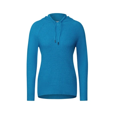 Abbildung von Cecil Strukturmix Raglan Kapuzenpullover, Damen, Größe: XXL, Türkis