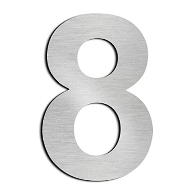 Abbildung von nanlyiau 8in/20.5cm Edelstahl hausnummer Hausnummern aus zahlen massivem SUS304,gebürstet schwebe effekt(8in 8)