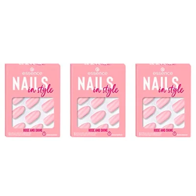 Abbildung von essence nails in style, Künstliche Fingernägel, Nr. 14, Pink, Expressergebnis, sofortiges Ergebnis, glänzend, farbintensiv, Nanopartikel frei, 3er Pack (3x12pcs)