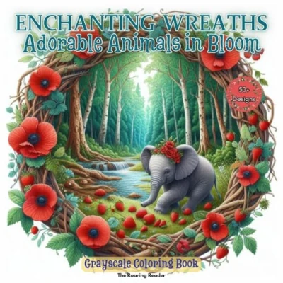 Abbildung von Enchanting Wreaths Adorable Animals in Bloom Grayscale Coloring Book: Whimsical Designs of Floral for Stress Relief and Creative Fun. (Whimsical world inside small things., Band 2)