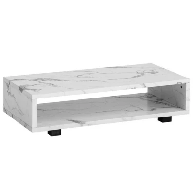 Abbildung von KADIMA Design Couchtisch 100x50x25 cm Weiß Sofatisch in Marmor Optik Modern, (Kaffeetisch Groß), Wohnzimmertisch Rechteckig mit Stauraum, Loungetisch Schlicht