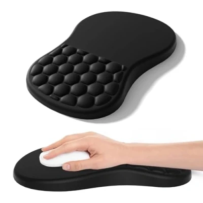 Abbildung von Mauspad mit Handgelenkauflage,Ergonomisches Mousepad zur Linderung von Schmerzen im Karpaltunnel, Memory Schaum Rutschfester Gummi Basis Office Mat für Computer, Laptop, Desktop (schwarz)