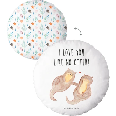 Abbildung von Dekokissen Mr.&amp;Mrs. Panda &quot;I love you like no Otter&quot;, mit niedlichem Motiv und Schriftzug