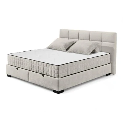 Abbildung von Stella Trading NAGOL A Boxbett 160x200, Sand Bequemes Doppelbett mit Bettkasten und Premium 9 Zonen Federkern Wendematratze 185 x 114 214 cm (B/H/T)