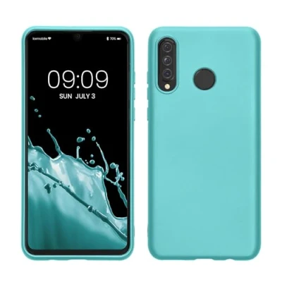 Abbildung von kwmobile Case kompatibel mit Huawei P30 Lite Hülle Schutzhülle aus Silikon metallisch schimmernd Handyhülle Metallic Mintgrün