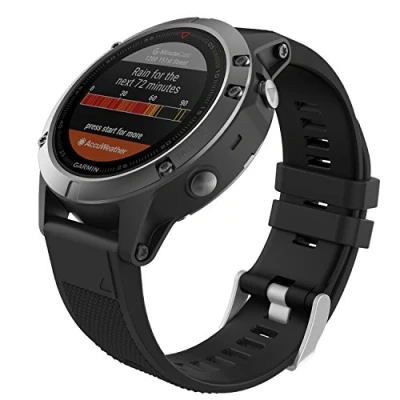 Abbildung von MoKo Armband Kompatibel mit Garmin Fenix 7/7 Pro/6/6 Pro/5/5 Plus/Forerunner 965/955/945/Instinct Solar/Instinct 2, Quick Fit 22mm Silikon Ersatzarmband Uhrenarmband Sportarmband, Schwarz