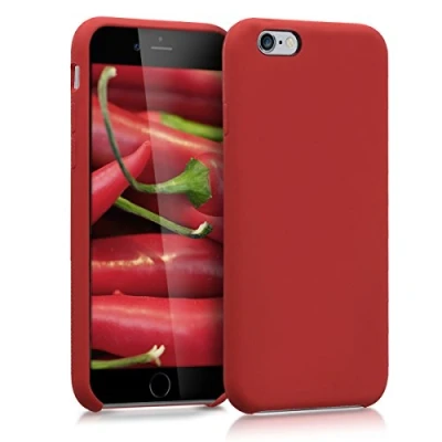 Abbildung von kwmobile Hülle kompatibel mit Apple iPhone 6 / 6S Silikon Handy Case Handyhülle weiche Oberfläche kabelloses Laden Dunkelrot
