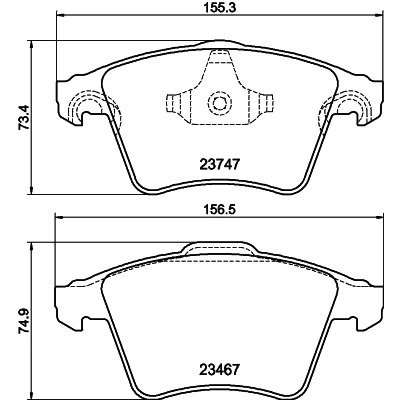 Abbildung von HELLA 8DB 355 013 821 Bremsbelagsatz nicht für Verschleißwarnanzeiger vorbereitet VOLKSWAGEN: Transporter 5 Bus, Multivan (7HM
