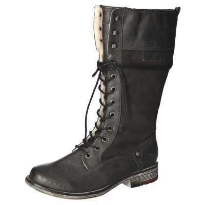Abbildung von Mustang Shoes Winterstiefel, Blockabsatz, Schnürstiefel, Langschaftstiefel, Innenreißverschluss