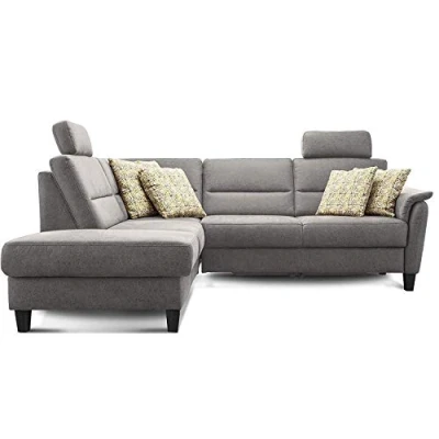 Abbildung von Cavadore Schlafsofa Palera mit Federkern / L Form Sofa Schlaffunktion 236 x 89 212 Büffellederoptik Hellgrau