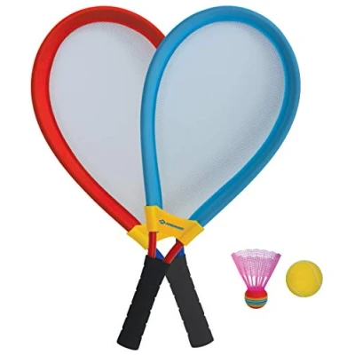 Abbildung von Schildkröt Giant Racket Set, Jumbo Federball, zwei überdimensionale Badminton Schläger XL mit einem elastischen Netz, einen Soft Ball sowie bunten 970150